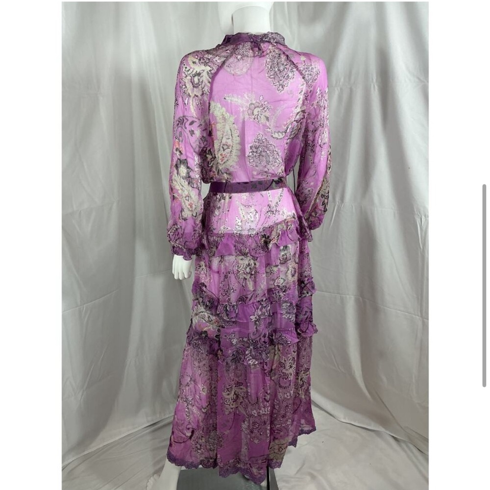 HEMANT AND NANDITA Mavi Belted Kaftan in Orchid - Picture 6 of 7